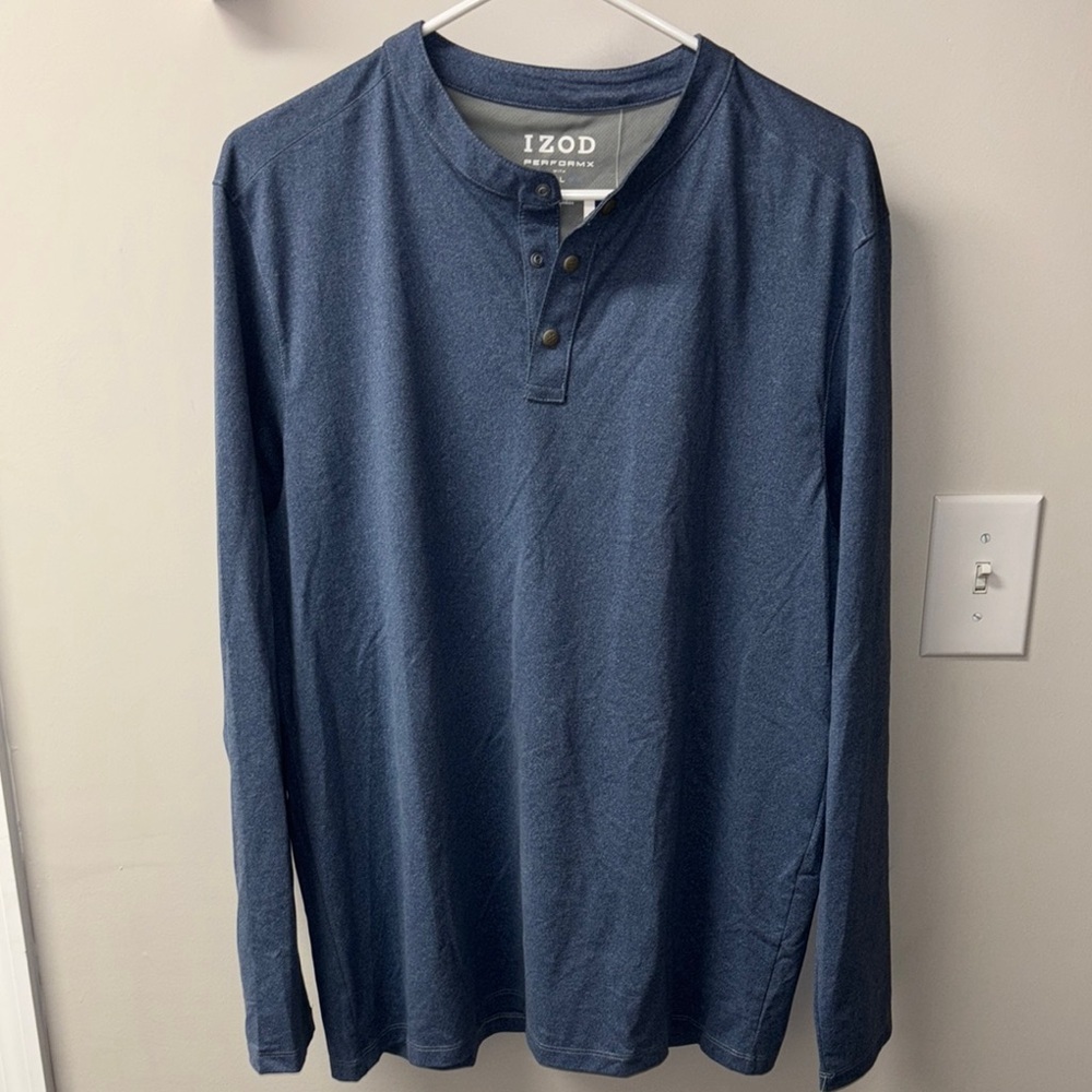 Izod Blue Long Sleeve Tee Casual Comfort